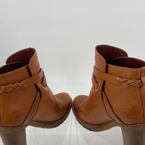 Mulberry Dorset Stacked Heel Buckle Ankle Boots Leather Cognac Size EU 38/ US 7‎ - Picture 7 of 16